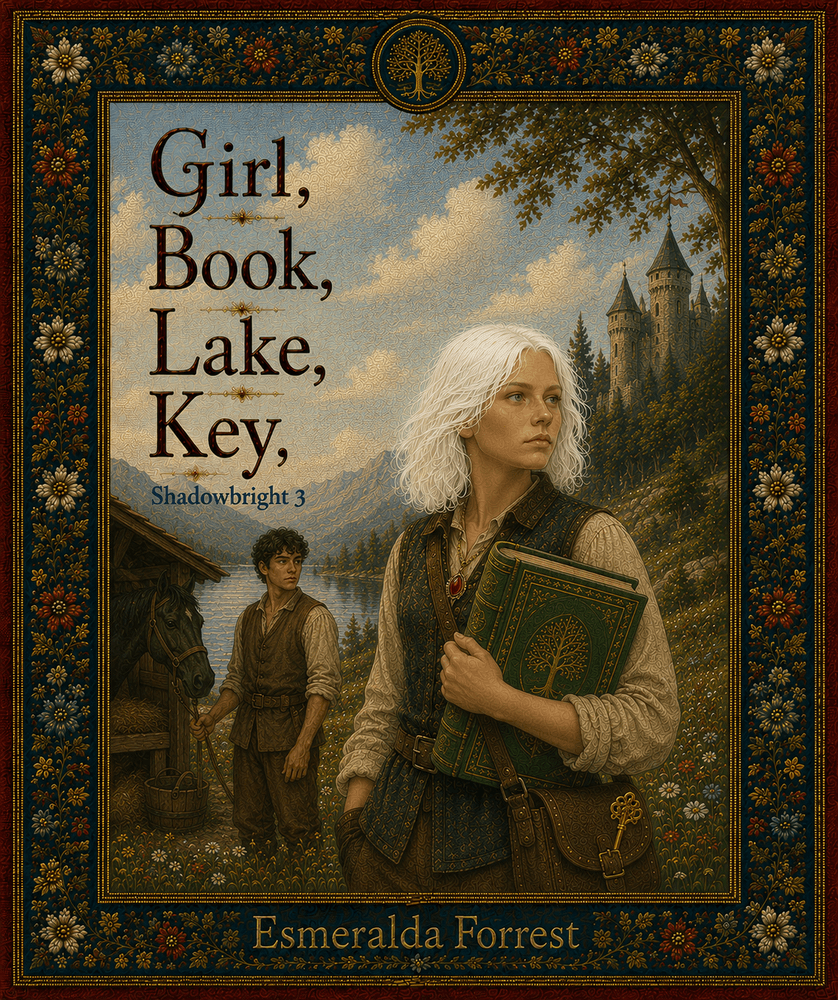 Girl, Book, Lake, Key cover